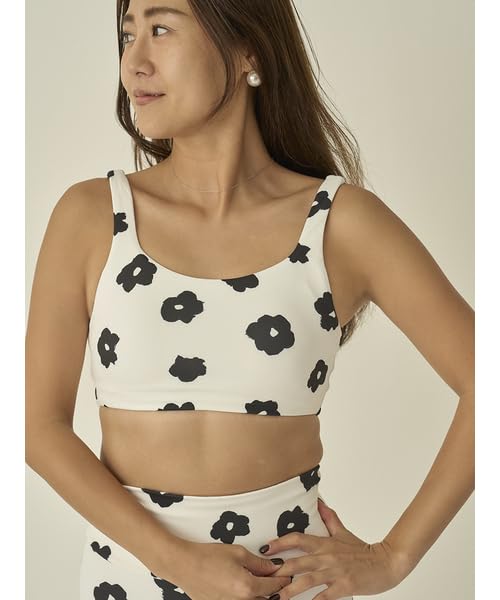 Emi Wellness Training Wear Chamomile Print Bra White & Top, 14WCT251203, Women's,
