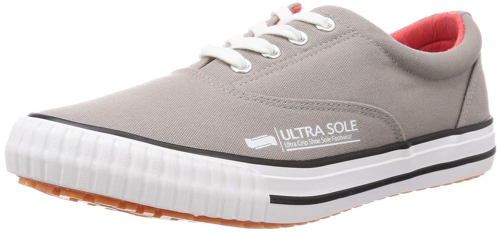 Margo Slip-On Work Shoes with Laces, Ultra Sole, Size 70, Unisex, Gray, 23.0 cm, 3E, Slip-Resistant, Water-Repellent, with Laces