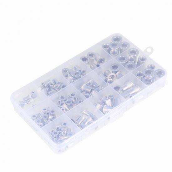 150 Piece New Metric M3 M4 M5 M6 M8 Flat Head Aluminum Rivet Nut Kit