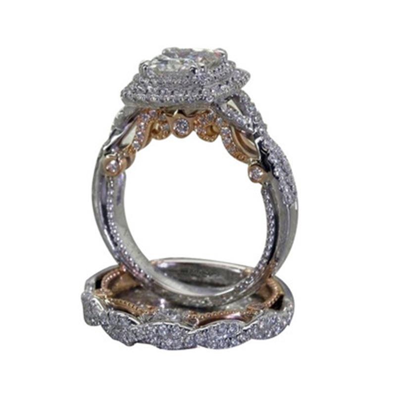 

Гальваническое цветное квадратное бриллиантовое кольцо принцессы для свадебного банкета 5