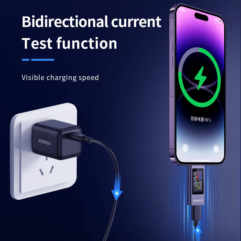 Typ-C Multifunktions-Digitalanzeige Gleichspannung Amperemeter Leistungsmesser Handy-Ladegerät Tester DC 4-30V 0-12A Batterietest