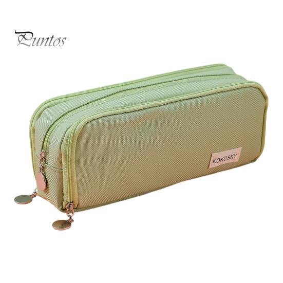 Plátěný penál velké kapacity se zapínáním na zip, vícevrstvý držák na pera, pouzdro, organizér na psací potřeby