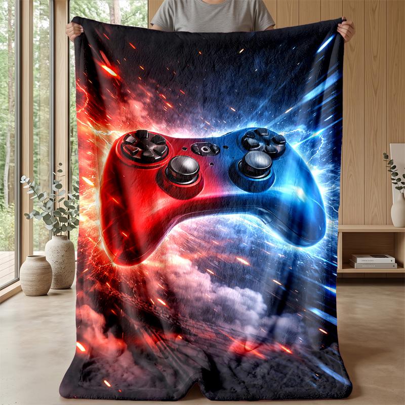 Red and Blue Game Controllers Theme Blanket Lightweight Warm Flannel Blanket Decorative Throw Blanket for Home Decoration