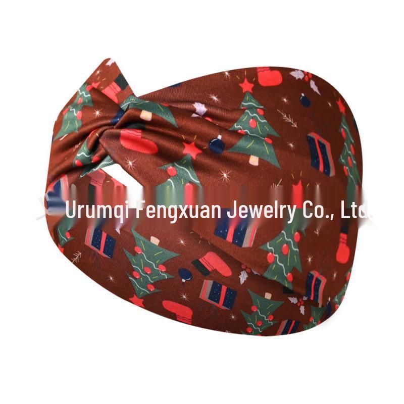 Women's Christmas Sweatband Headband: Sweat-Absorbing Hairband for Fitness, Yoga, and Running