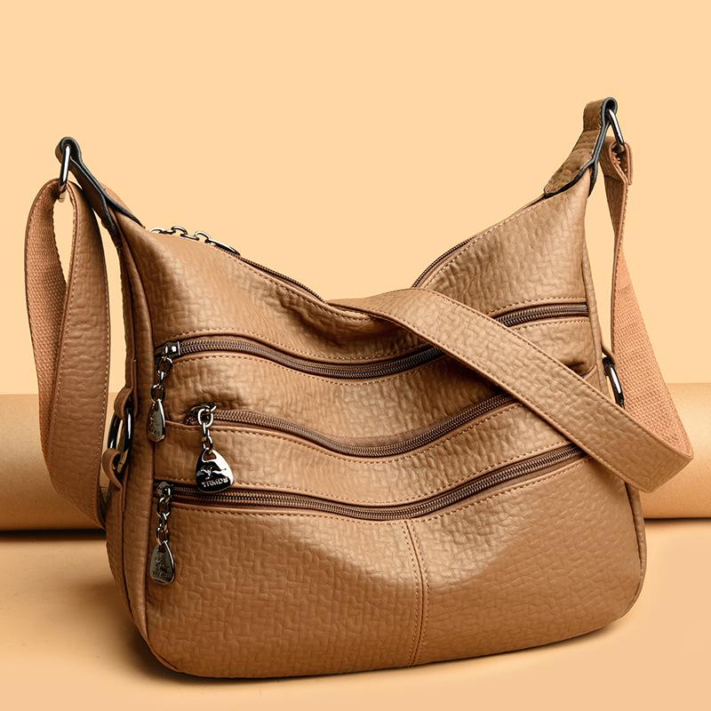 Women's Bag Fashion Soft Leather Large Capacity Mother Shoulder Crossbody Bag