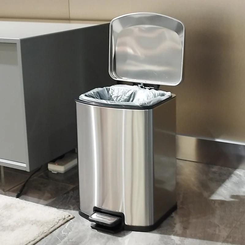 Kitchen Waste Bins Stainless Steel Wastebin Foo Waste Disposal Baskets Anti Odor Garbage Bin Office Wastebasket Large Capacity