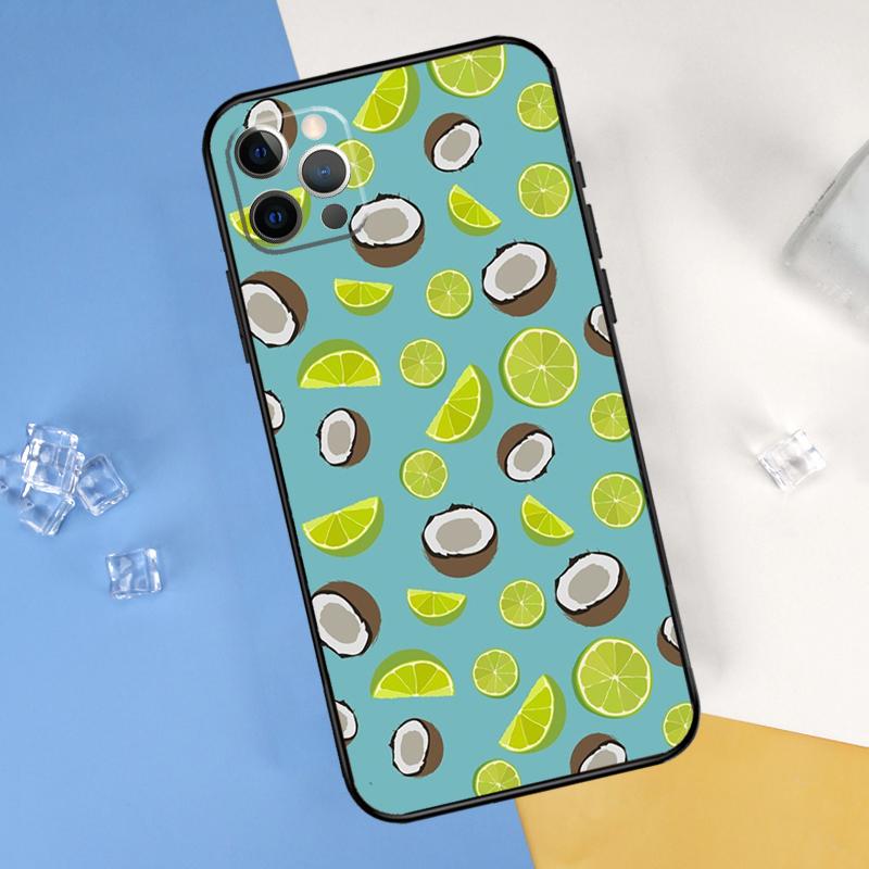 Summer Fruit Coconut Phone Case For iPhone 16 Pro Max 13 12 Mini 11 14 15 Pro Max XR 16 15 Plus 16e Cover Shell