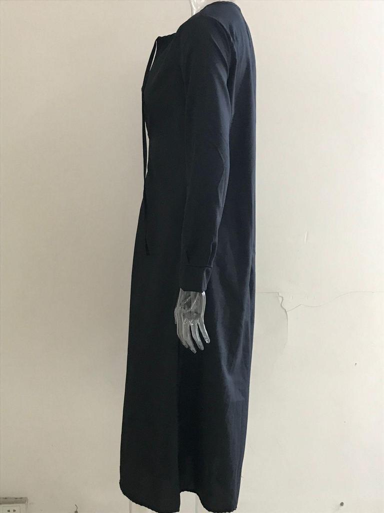 2025 European & American V-Neck Solid Color Long Sleeve Casual Dress for Autumn/Winter