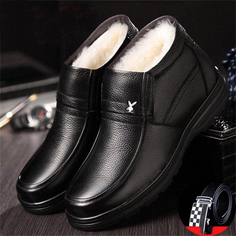 Men's shoes winter new men's casual leather cotton shoes high-top shoes velvet leather shoes men