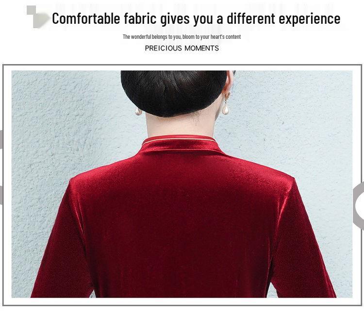Elegantní Xi Noble Style Cheongsam se 7/8 rukávy pro střední věk: Svatební banketové šaty pro matku ve větších velikostech na jaro/podzim