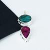 Kašmírský rubín, smaragdový drahokam, stříbrný přívěsek ze 925 sterlingového stříbra - Ručně vyráběný design, Šperky pro každodenní nošení, Jedinečný přívěsek, Dárky pro maminku