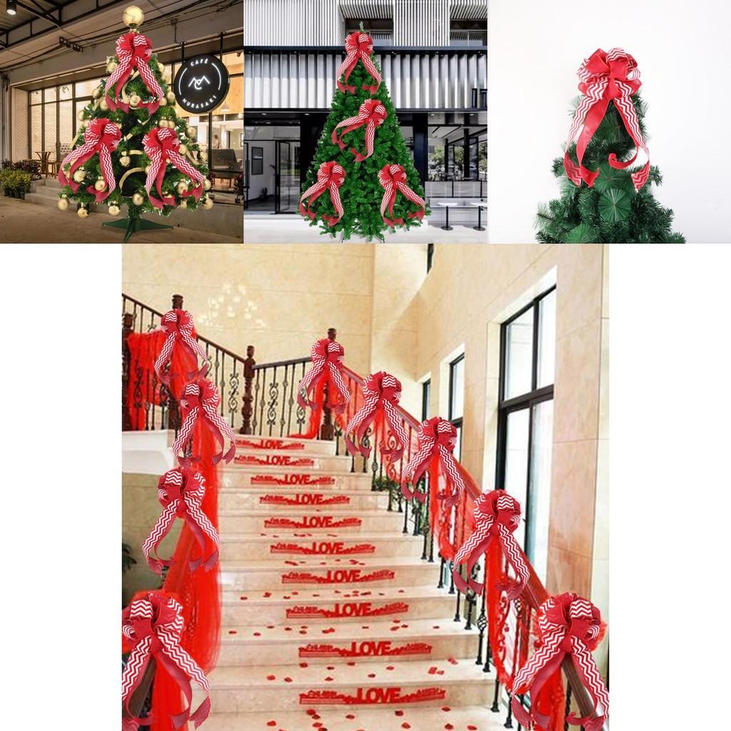 Fabric Red Elegant Christmas Bow Decoration Ideal For Festive Tree And Wreath Adornments