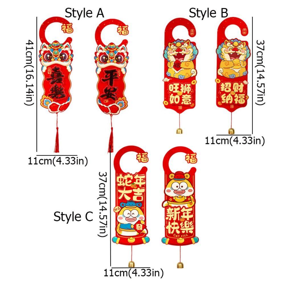 Cartoon Snake Year Doorknob Pendant Blessing Words Door Handle Decoration  Spring Festival