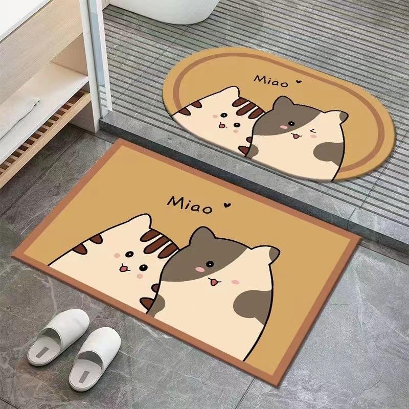 Bathroom Non-slip Soft Diatom Mud Absorbent Quick Drying Floor Mat Household Bedroom Kitchen Door Mat Entry Door Door Mat