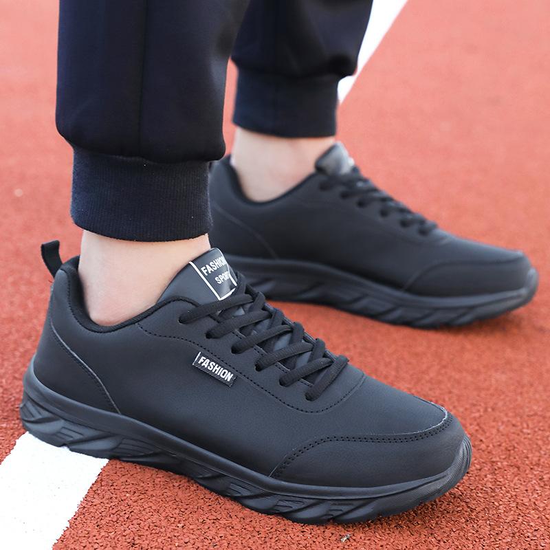 Leather Men's Shoes Sports Shoes Spring and Autumn Waterproof and Non-slip Lightweight Running Shoes Outdoor Casual Travel Shoes Single Shoes