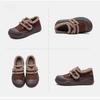 Johnature Plush Warm Retro Versatile Loafers Genuine Leather Casual Thick Soled Women's Flat Platform Shoes