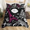 Eiffel Tower Duvet Cover Chic Paris Bedding Set Microfiber Modern French Style Romantic Theme Comforter Cover With Pillowcases