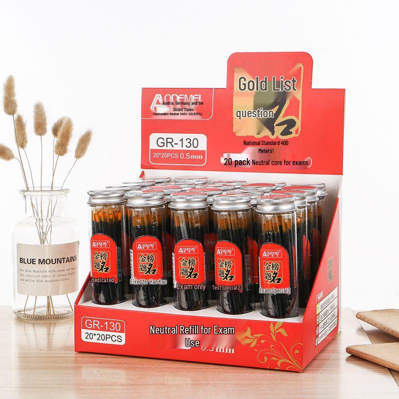20-Pack Ink Refills: 0.38mm Black Needle Tip for 0.5mm Anime Student Pens