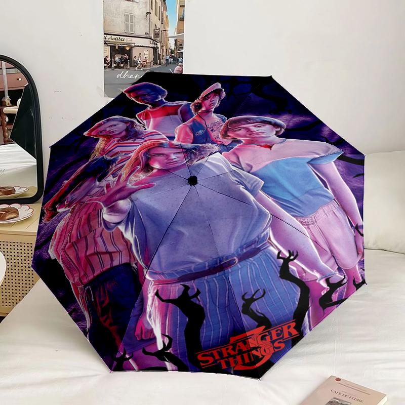 Summer Fun Ice Cream Stranger Umbrella 8-Frame for Travel, camping, Casual Lightweight Portable Umbrella, Essential for every family Holidays Gift