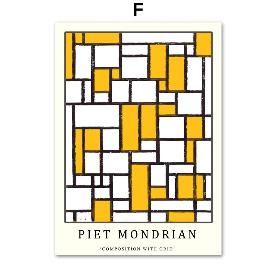 Piet Mondrian Exhibition Poster Modern Abstract Geometric Wall  Prints Canvas  Nordic Pictures For Living Room Decor