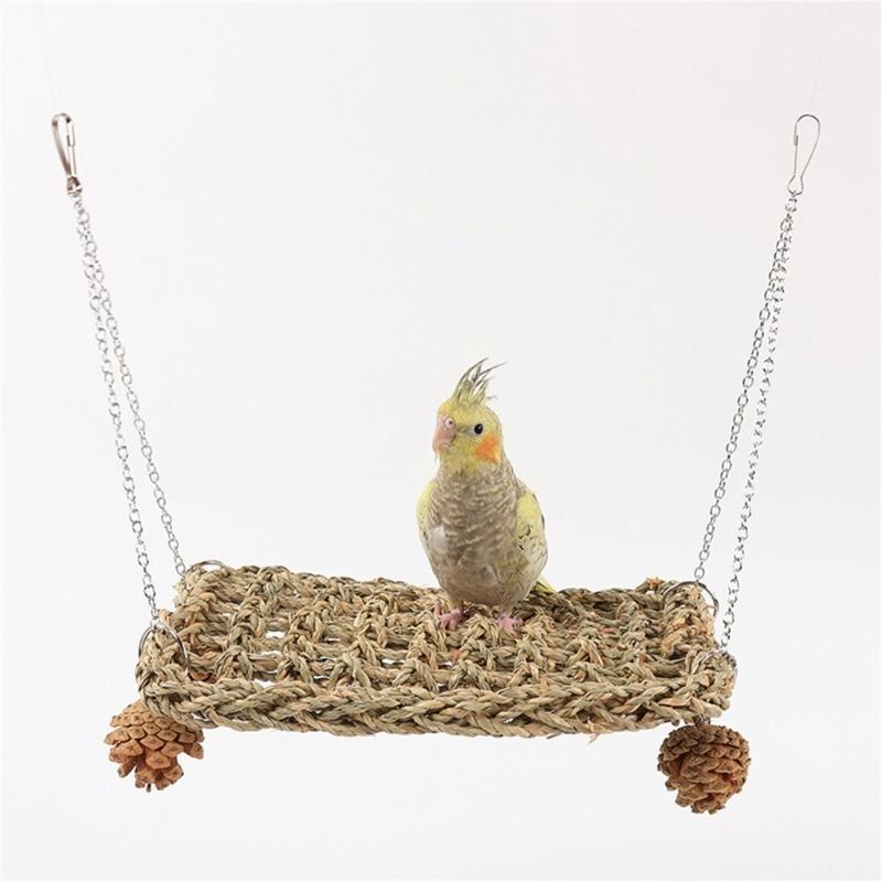 Bird Swing for Birdcage Hanging Perch Stand Cockatiel Hammock Birdcage Swing Climbing Ladder Toy for Parakeets Budgies