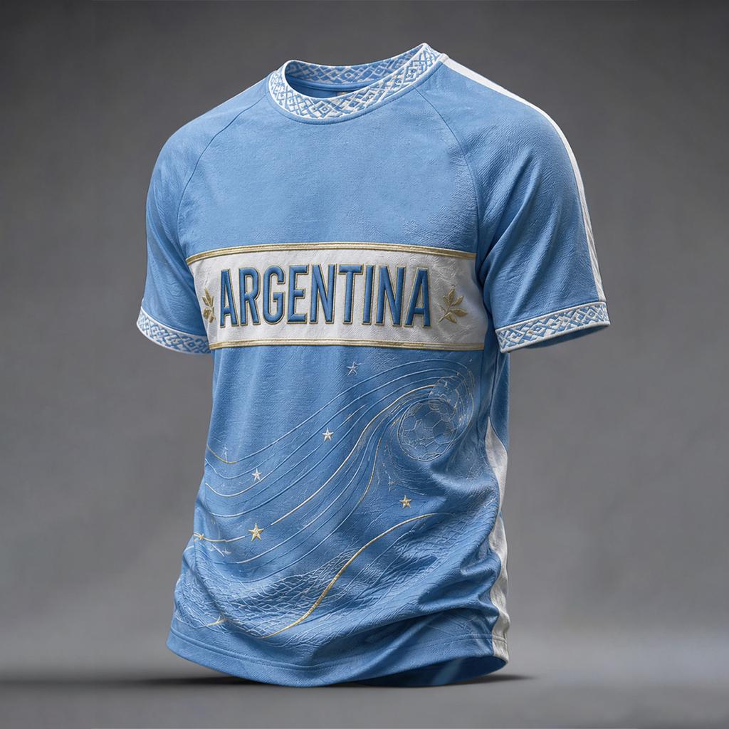 T-shirt décontracté à manches courtes avec imprimé lettres pour homme - Argentine