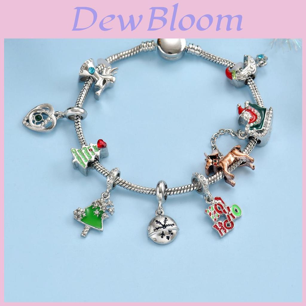 Christmas Bracelet With Snowflake Bells And Santa Charm For Holiday Gift Giving