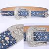 Rhinestones Studded Western Leather Belt Bling Waist Belts for Dresses Pants