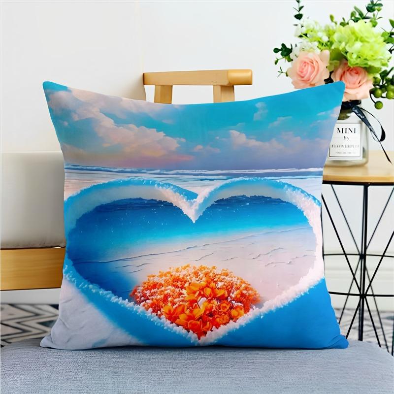 Ocean Beautiful Love Pillowcase Dormitory Decoration Office Living Room Home Pillowcase