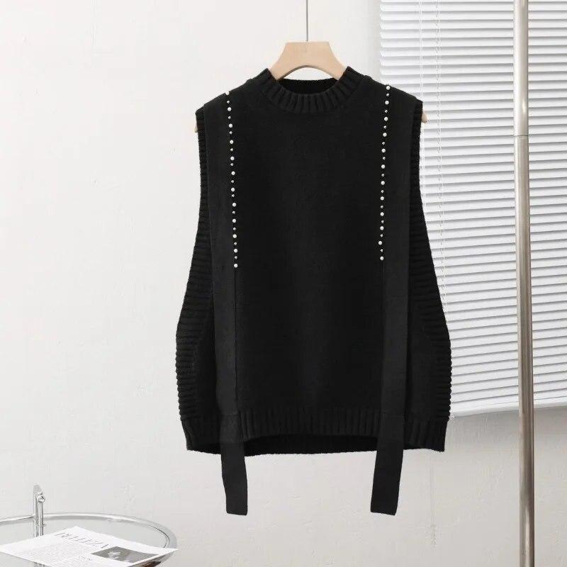 Vest Female O Neck Design Sense Knitted Tank Top for Women Korean Edition Foreign Loose and Versatile Sweater Vest Female