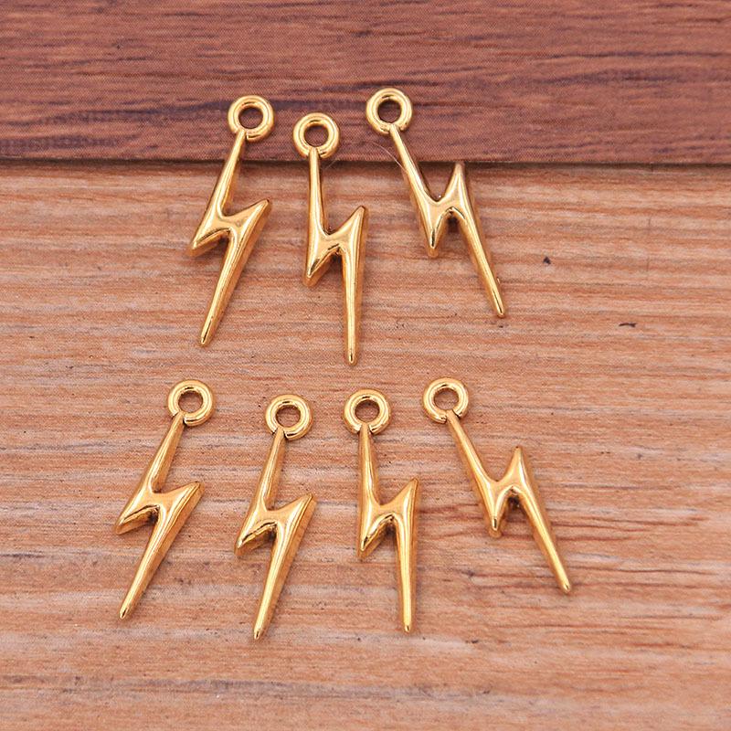 Zinc Alloy Mini Lightning Pendant Charm, 3 Colors, 5x20mm
