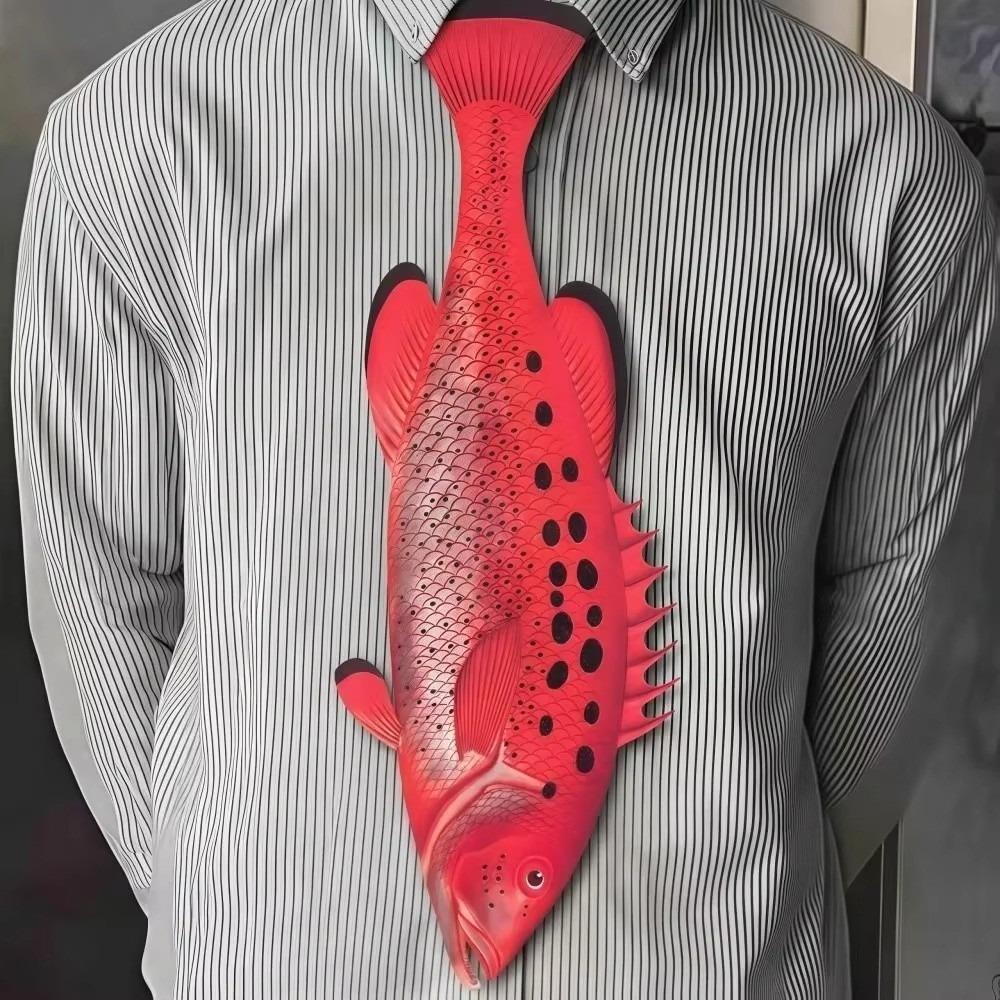 

Cartoon Animal Pattern Tie Unique Creative Novelty Necktie Trendy Fish-shaped Tie Formal Occasion Style D