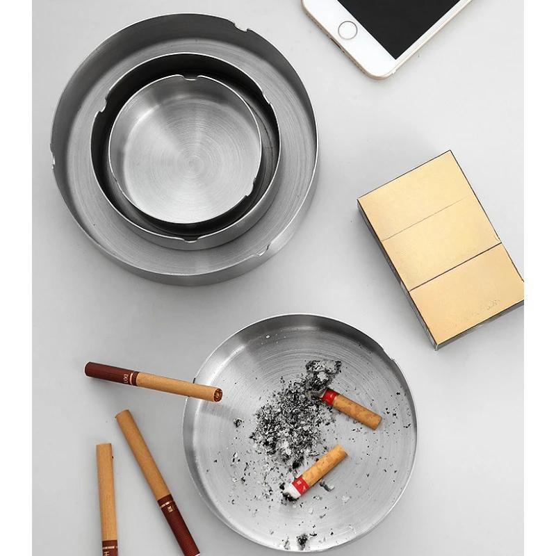 1pc 14cm Car Windproof Stainless Steel Ashtray U-Shaped Groove Thick And Durable Placed Steadily Drop Resistant Easy To Clean