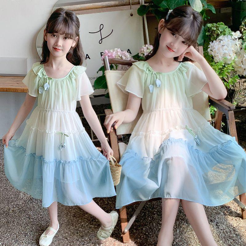 Girls  Fashionable Ombre Dress: Summer Princess Dress for Kids 110