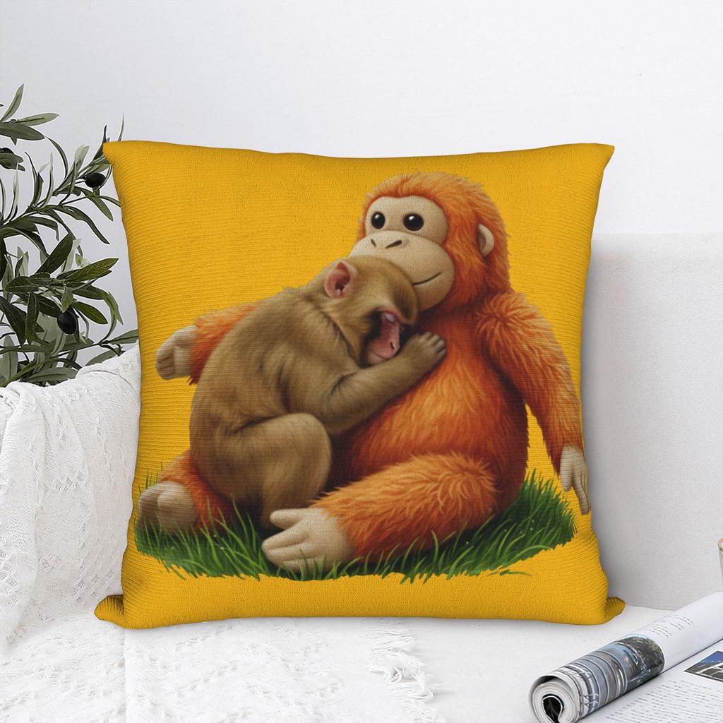Pillow Case Baby Monkey Punch Cute Monkey Punch Comfy Pillow Cover For Office Car Home Decor Retro Trendy Pillowcases