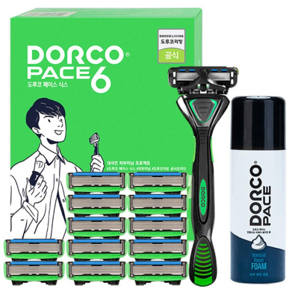 Dorco Face 6 Shaving Planning Set No. 2  Shaver+razor Blade Total 13 Packs+74ml Shaving Foam Face 6 Shaving Planning Set No. 2