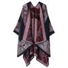 Womens Oversized Knit Shawl Wrap Scarf Ethnic Warm Fleece-Like Cape Travel Winter