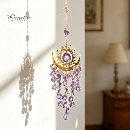 Hängender Balkon-Schmuck Bunte Kristalle Sonnenfänger, Sonnenfänger für Fenster, Windspiele mit Kette, Dekorative Kristall-Anhänger Prisma Regenbogen-Macher