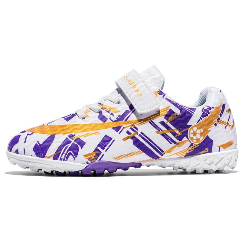 Hot Sale Cheap Pink Women Football Shoes Non-slip Outdoor Turf Soccer Shoes For Children Low Hook and Loop Kid Futsal Sneakers