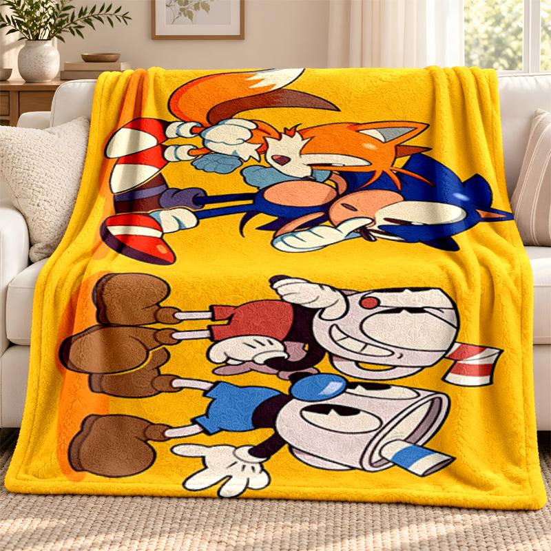 Cuphead blanket Flannel Blanket Soft Cozy Plush Throw for Sofa Bed Lightweight Home Decoration Outdoor camping