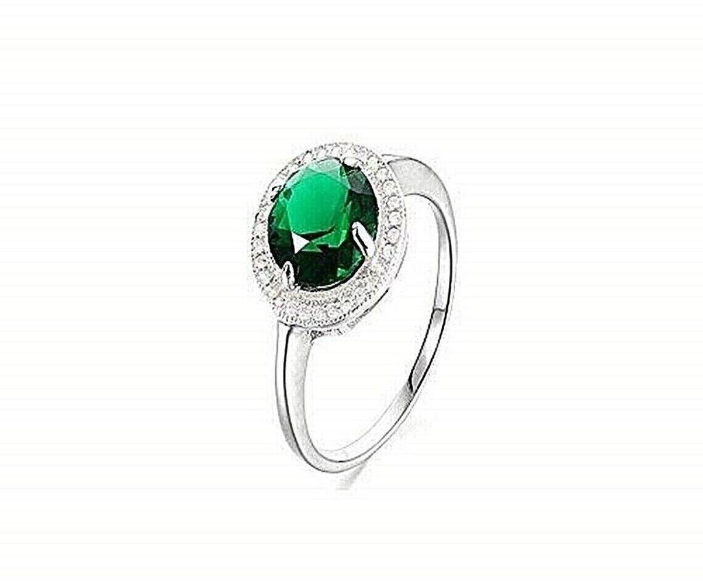 Anello con smeraldo naturale in argento sterling 925, regalo di anniversario di fidanzamento, anello da donna