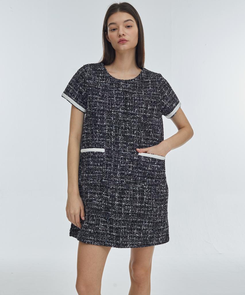 MANAVIS7 Lovely Tweed Dress [Black]