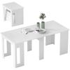 Tavolo da pranzo, Tavolo pieghevole, Tavolo da cucina allungabile, Tavolo da sala da pranzo, Truciolato, 60-180 x 85 x 75 cm, Bianco