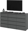 Chest of Drawers 12 Drawers Cabinet “HIT” 84 Matte Gray/Matte Gray