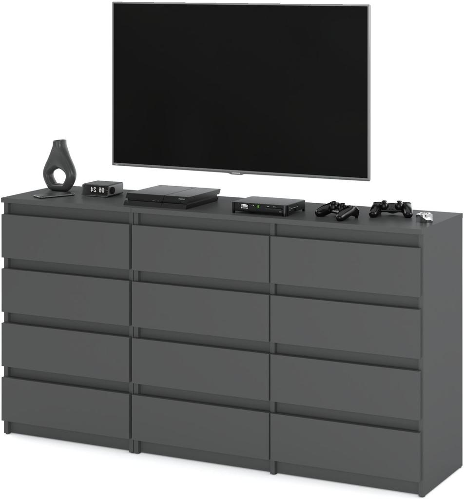 Chest of Drawers 12 Drawers Cabinet “HIT” 84 Matte Gray/Matte Gray