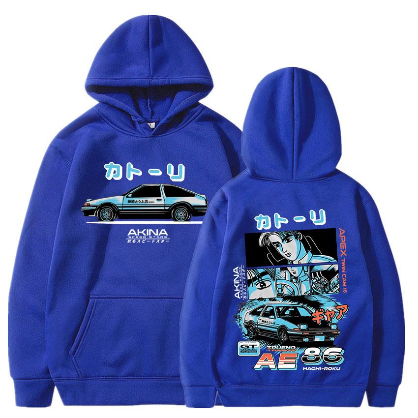 Anime AE86 Cartoon Hoodie with Velvet