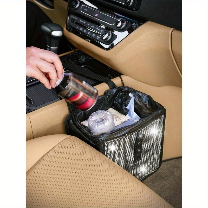 

1 шт. Мусорное ведро для автомобиля с декором из страз one-size чёрный