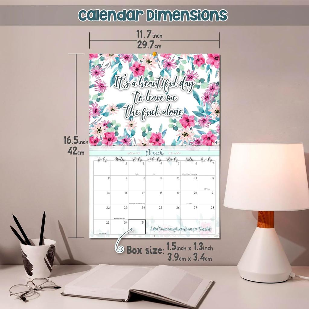 2026 Fuck This Shit: A Year of Sassy Attitude | 12 month Calendar for Tired, Fabulous Women | 12"x8" Floral