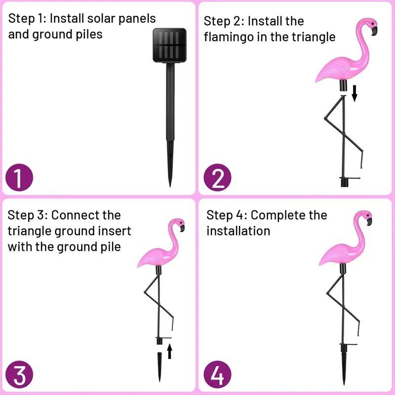 1pc Flamingo Garden Led Stake Waterproof LED Landscape Ground Lamp Outdoor Solar Lights for Outdoor Pathway Xmas Garden Decor