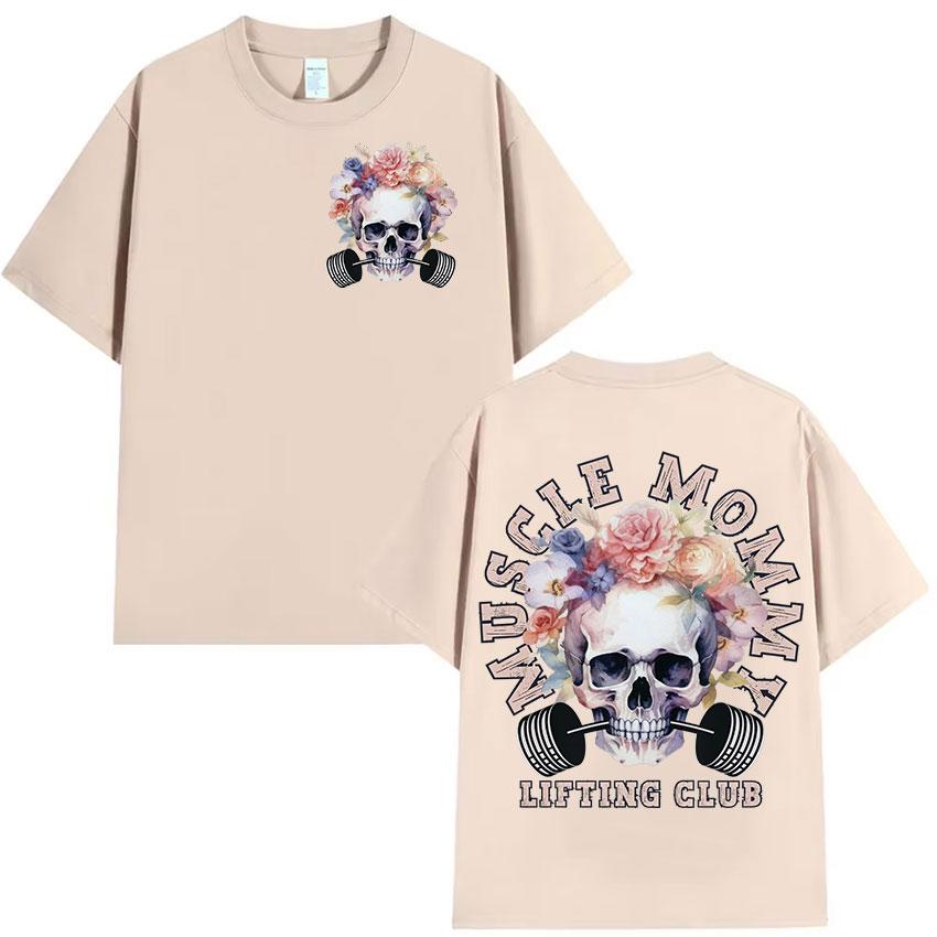 Muscle Mommy Lifting Club Aesthetic T Shirt Men Women Harajuku Vintage Fashion T-shirts 100% Cotton Oversized T-shirt Streetwear